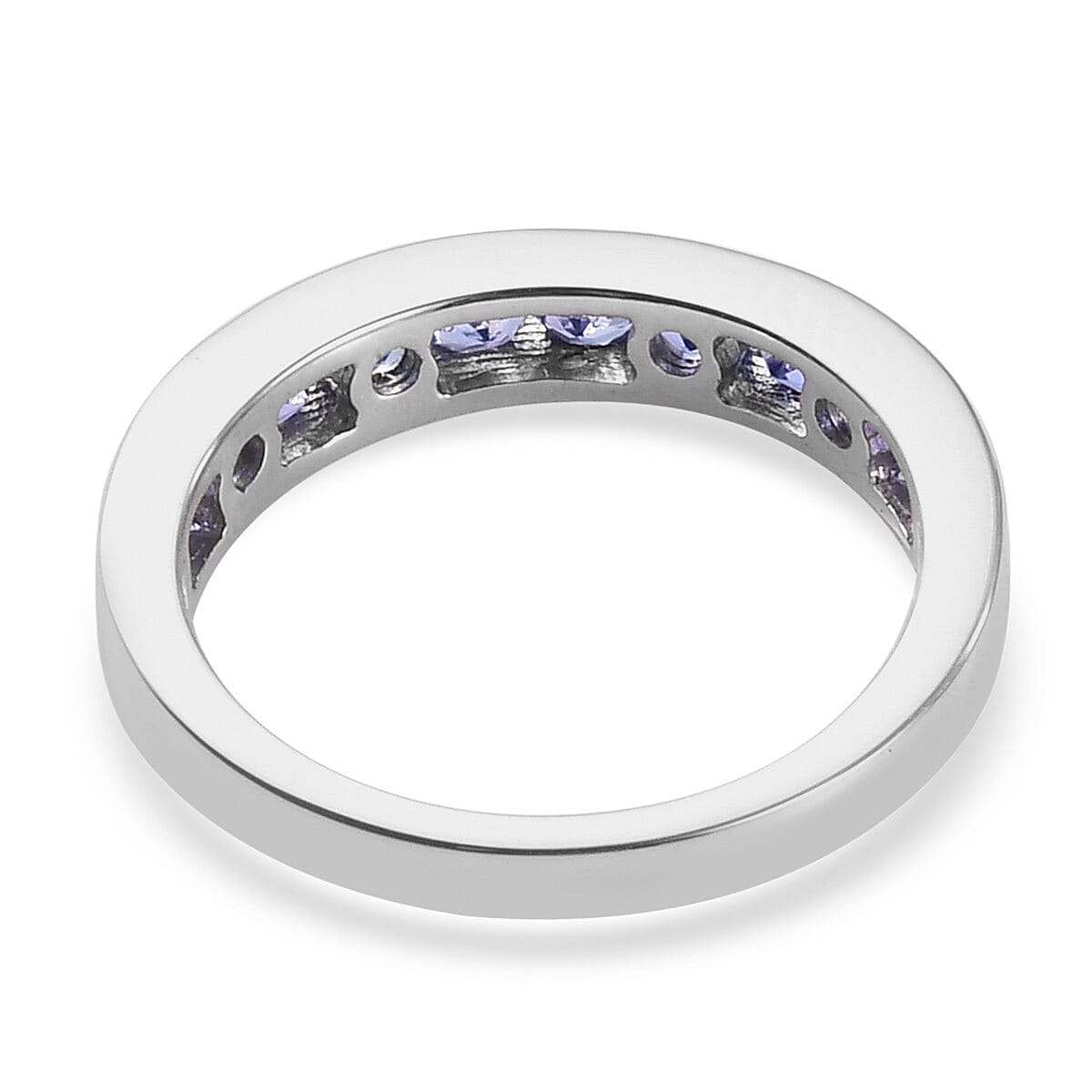 9K White Gold Tanzanite Half Eternity Band Ring 1.00 Ct.