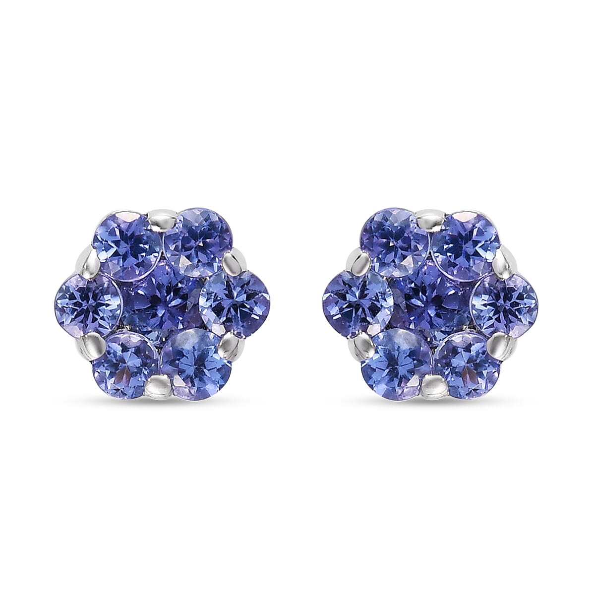 9K White Gold  Tanzanite Earring in Rhodium Overlay 0.94 ct,  Gold Wt. 1 Gms  0.935  Ct.