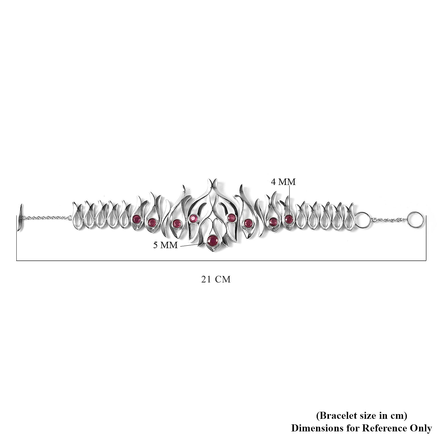 LucyQ Flame Collection - African Ruby (FF) Bracelet (Size 8) in Rhodium Overlay Sterling Silver 3.88 Ct.