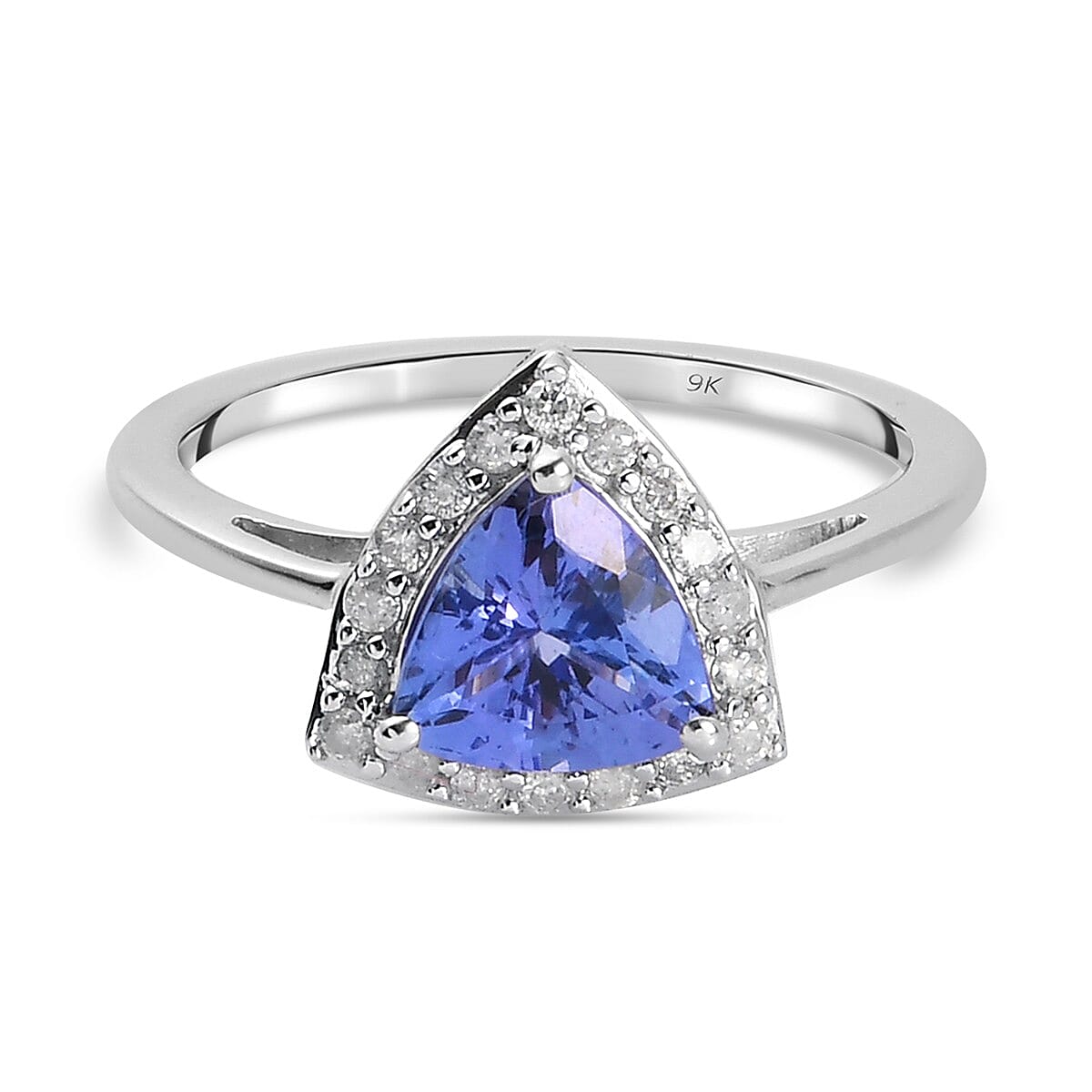 9K White Gold Tanzanite and Diamond Ring 1.410 Ct.