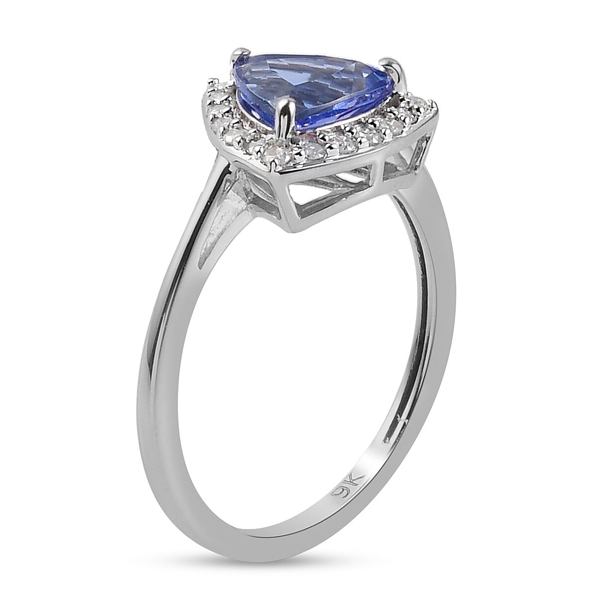 9K White Gold Tanzanite and Diamond Ring 1.410 Ct.