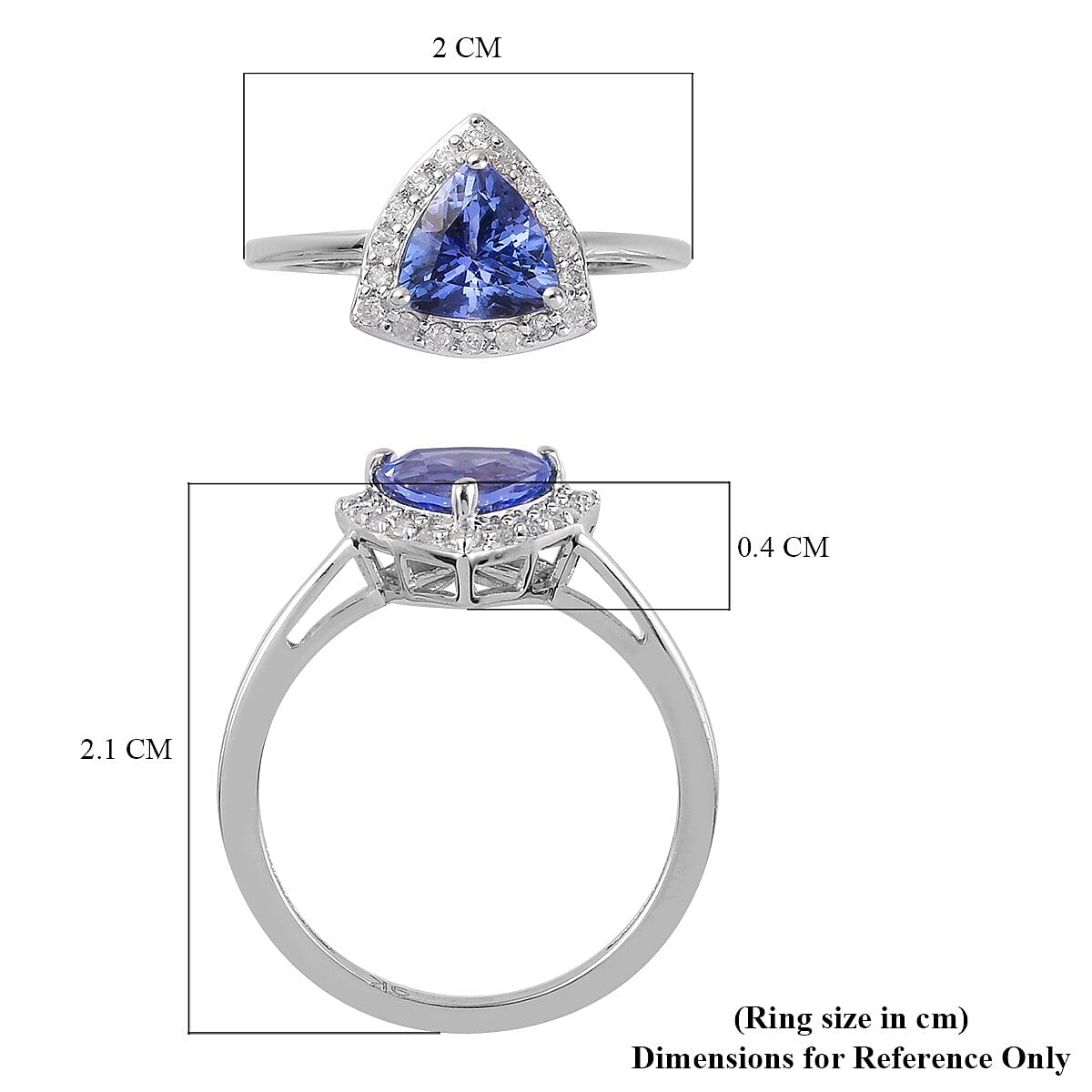 9K White Gold Tanzanite and Diamond Ring 1.410 Ct.