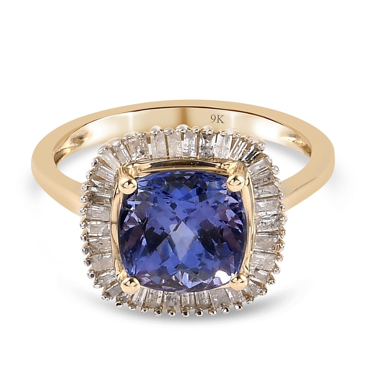 9K Yellow Gold Tanzanite and Diamond Ring 2.750 Ct.