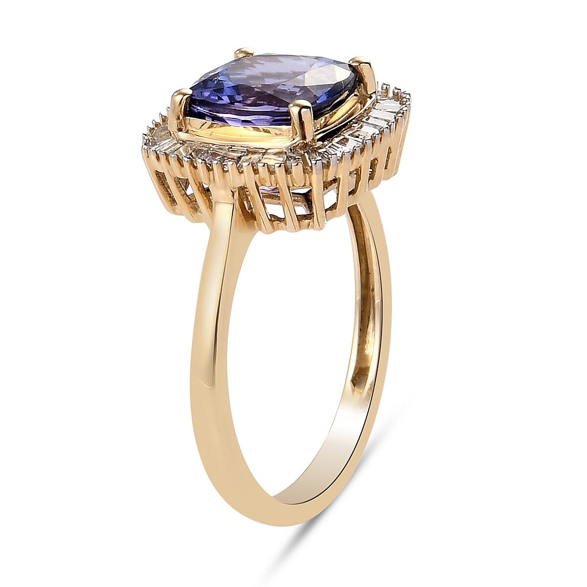 9K Yellow Gold Tanzanite and Diamond Ring 2.750 Ct.