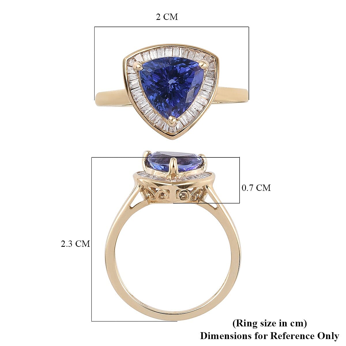 9K Yellow Gold Tanzanite and Diamond Ring 2.330 Ct.