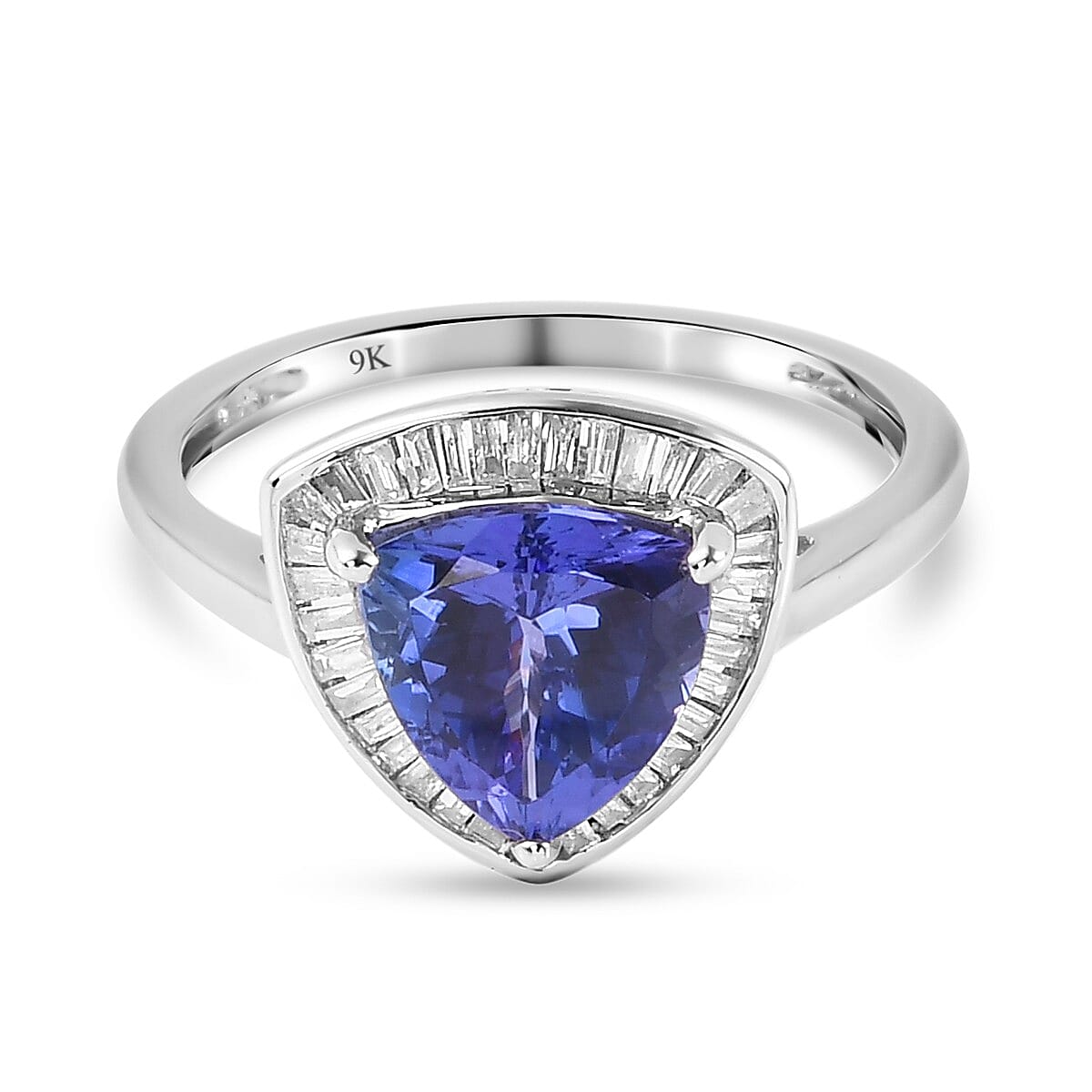9K White Gold Tanzanite and Diamond Ring 2.330 Ct.