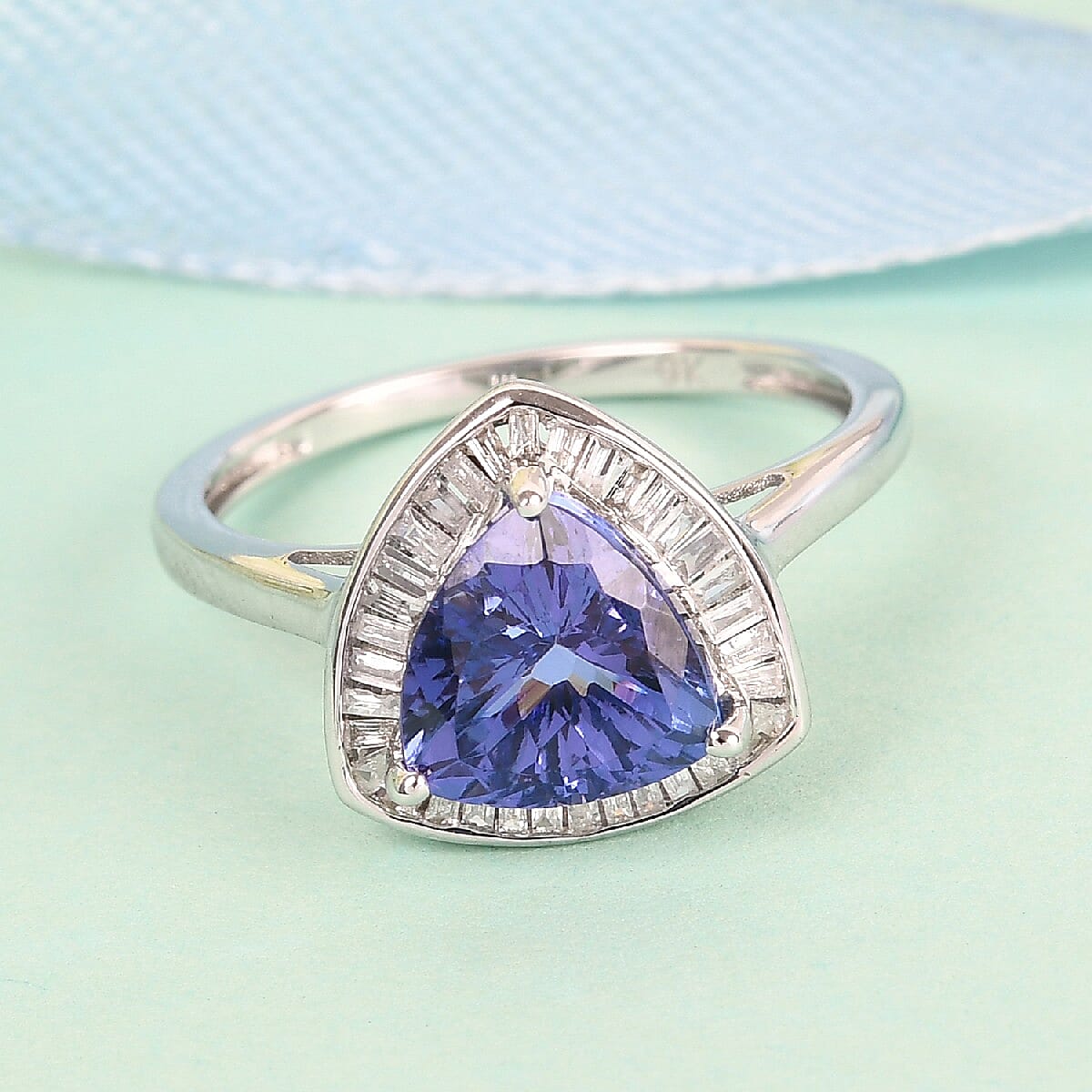 9K White Gold Tanzanite and Diamond Ring 2.330 Ct.