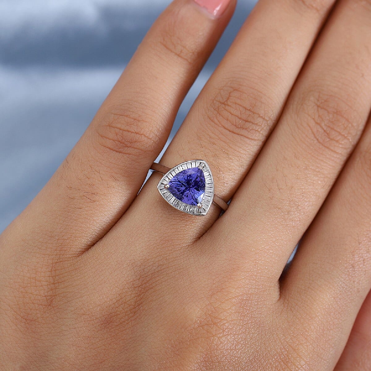 9K White Gold Tanzanite and Diamond Ring 2.330 Ct.
