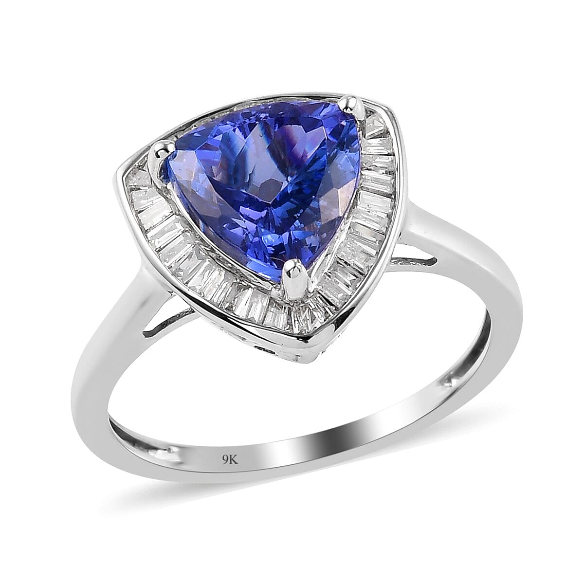 9K White Gold Tanzanite and Diamond Ring 2.330 Ct.