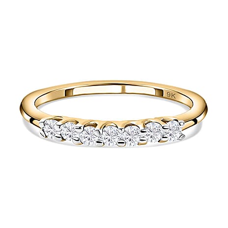 9K Yellow Gold Moissanite Half Eternity Ring