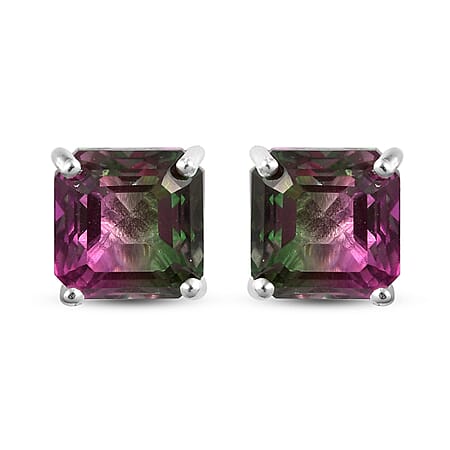 3.25 Bi-Colour Quartz Solitaire Stud Earrings in Sterling Silver