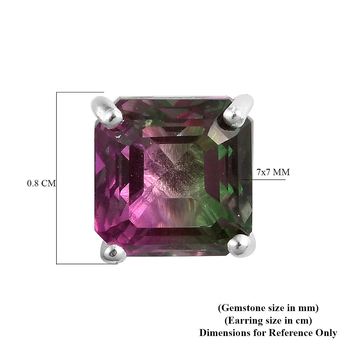 Bi-Color Quartz (Asscher 7x7mm) Solitaire Earrings with Push Back in Sterling Silver 4.29 Ct. Bi-Color Quartz (Asscher 7x7mm) Solitaire Earrings with Push Back in Sterling Silver 4.29 Ct.