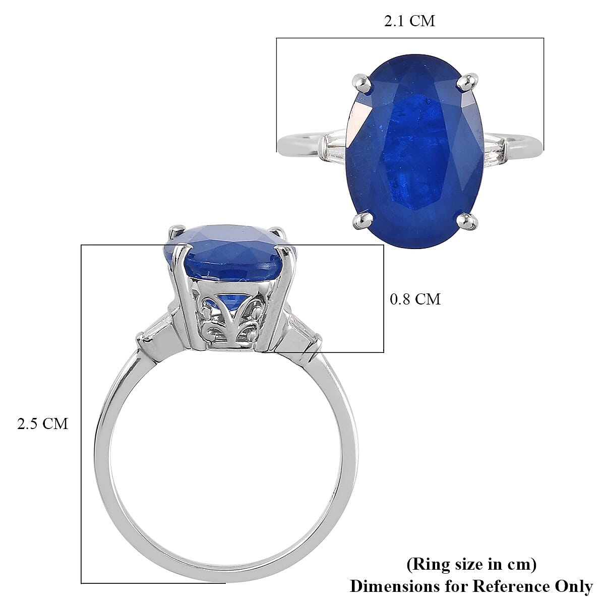 9K White Gold  AA Diffused Blue Spinel and Diamond Ring 6.64 Ct