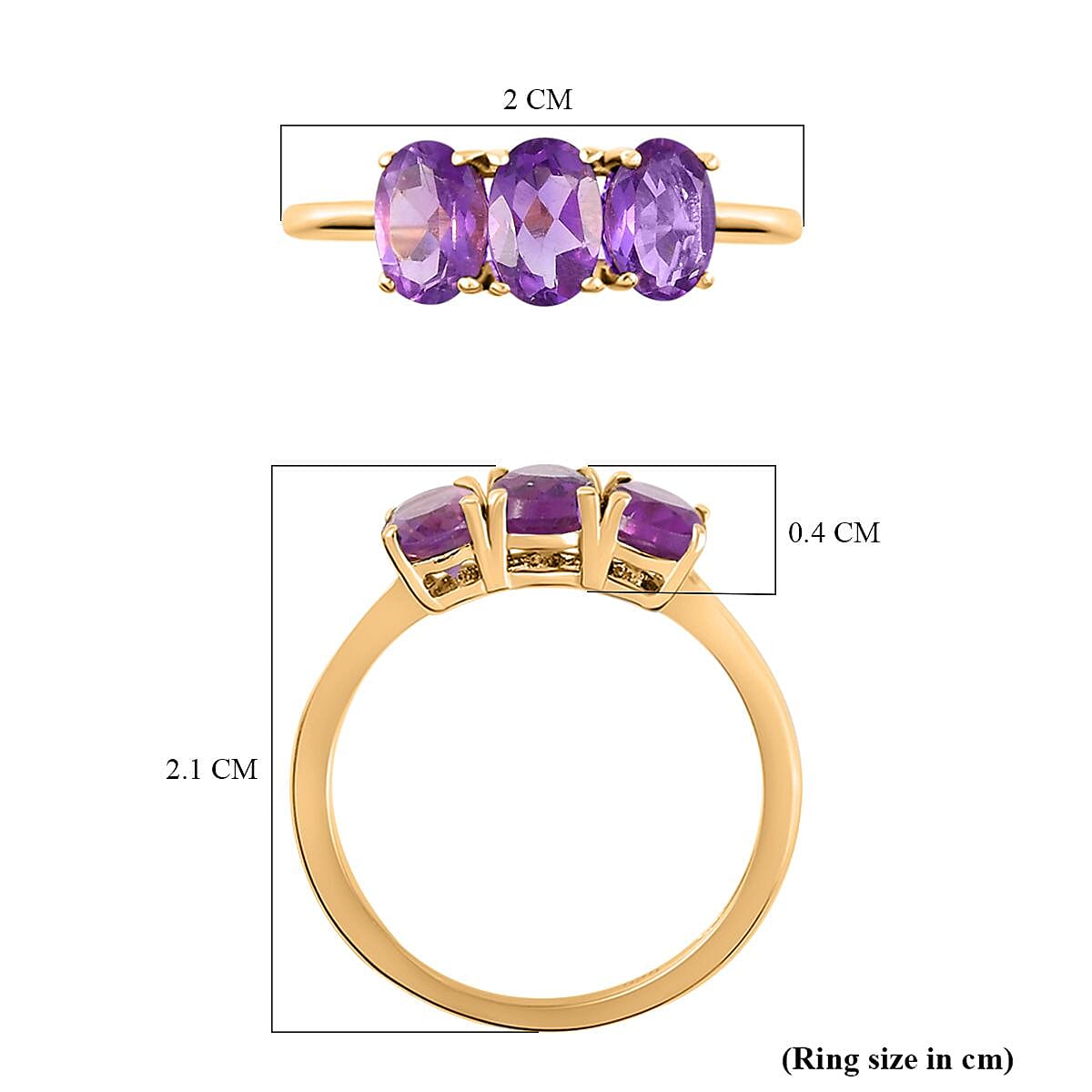 African Amethyst Trilogy Ring in Sterling Silver