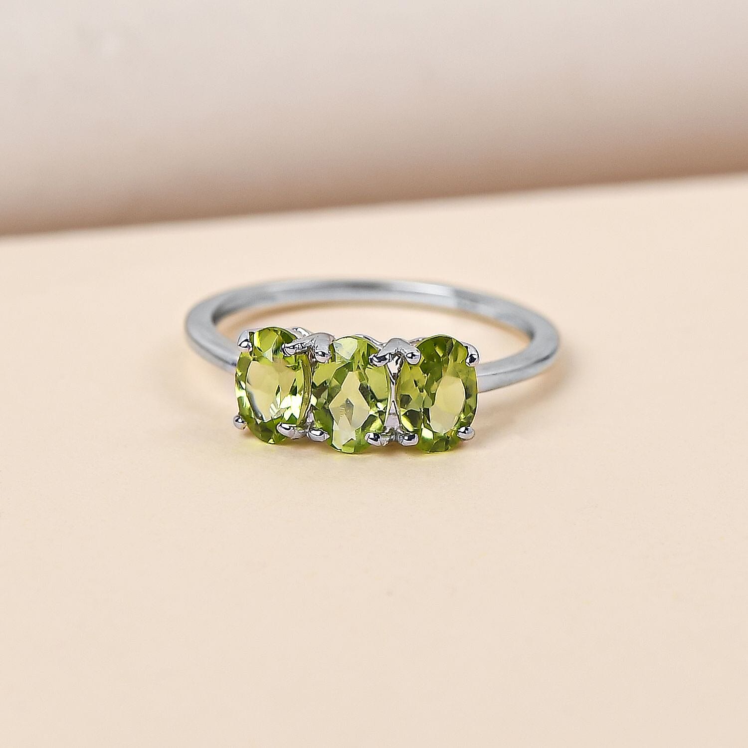 Carat Peridot Trilogy Ring in Sterling Silver