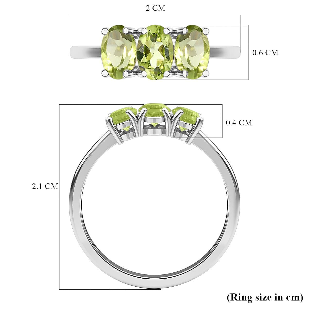 Carat Peridot Trilogy Ring in Sterling Silver