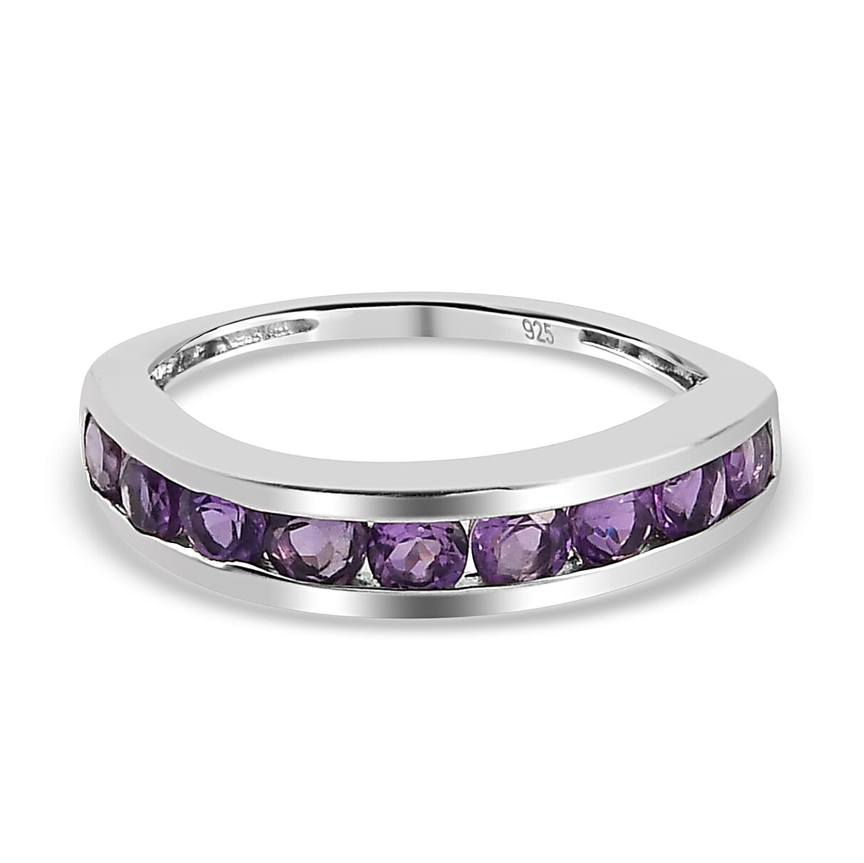 Amethyst Ring in Platinum Overlay Sterling Silver .0.93 Ct. 1.83 Gms