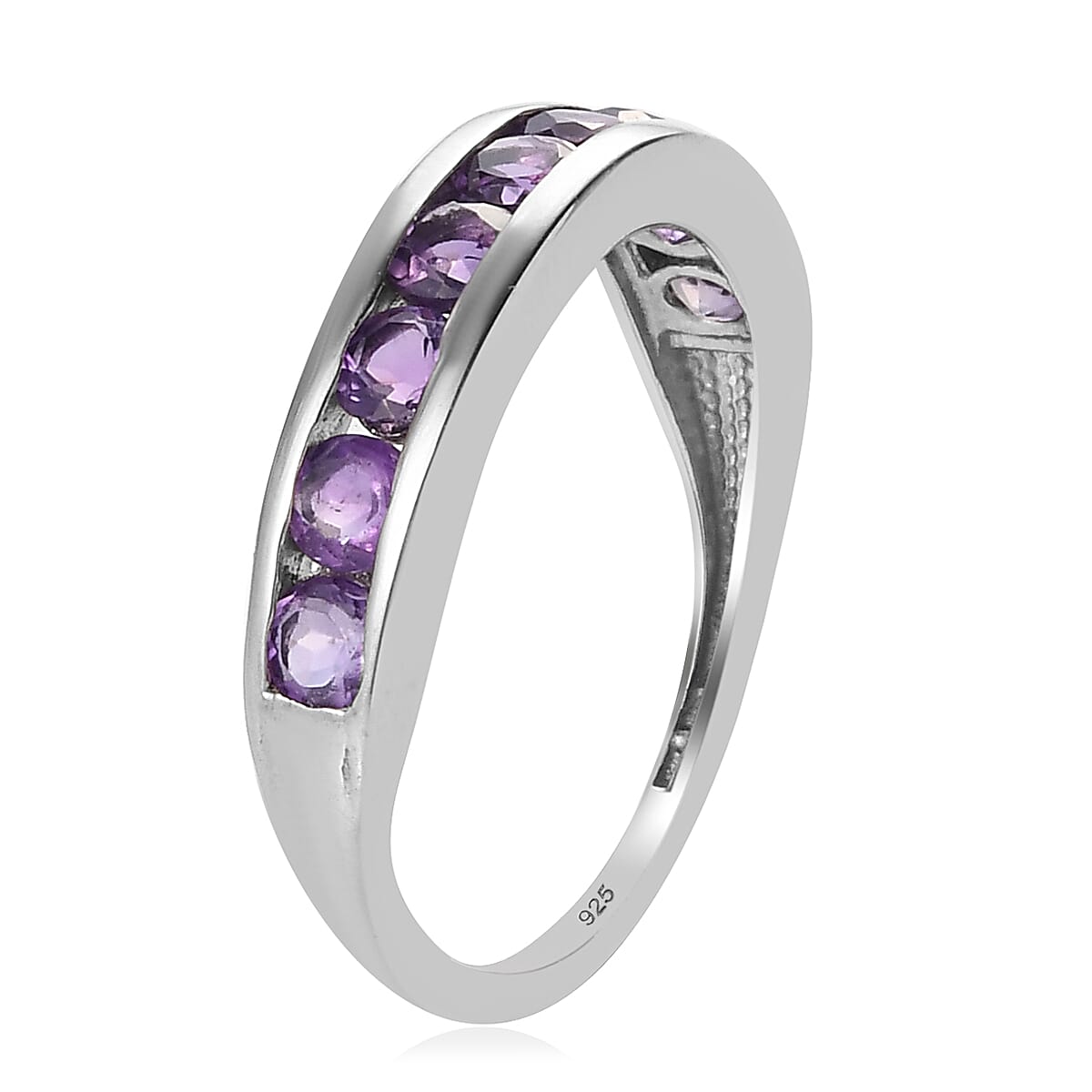 Amethyst Ring in Platinum Overlay Sterling Silver .0.93 Ct. 1.83 Gms