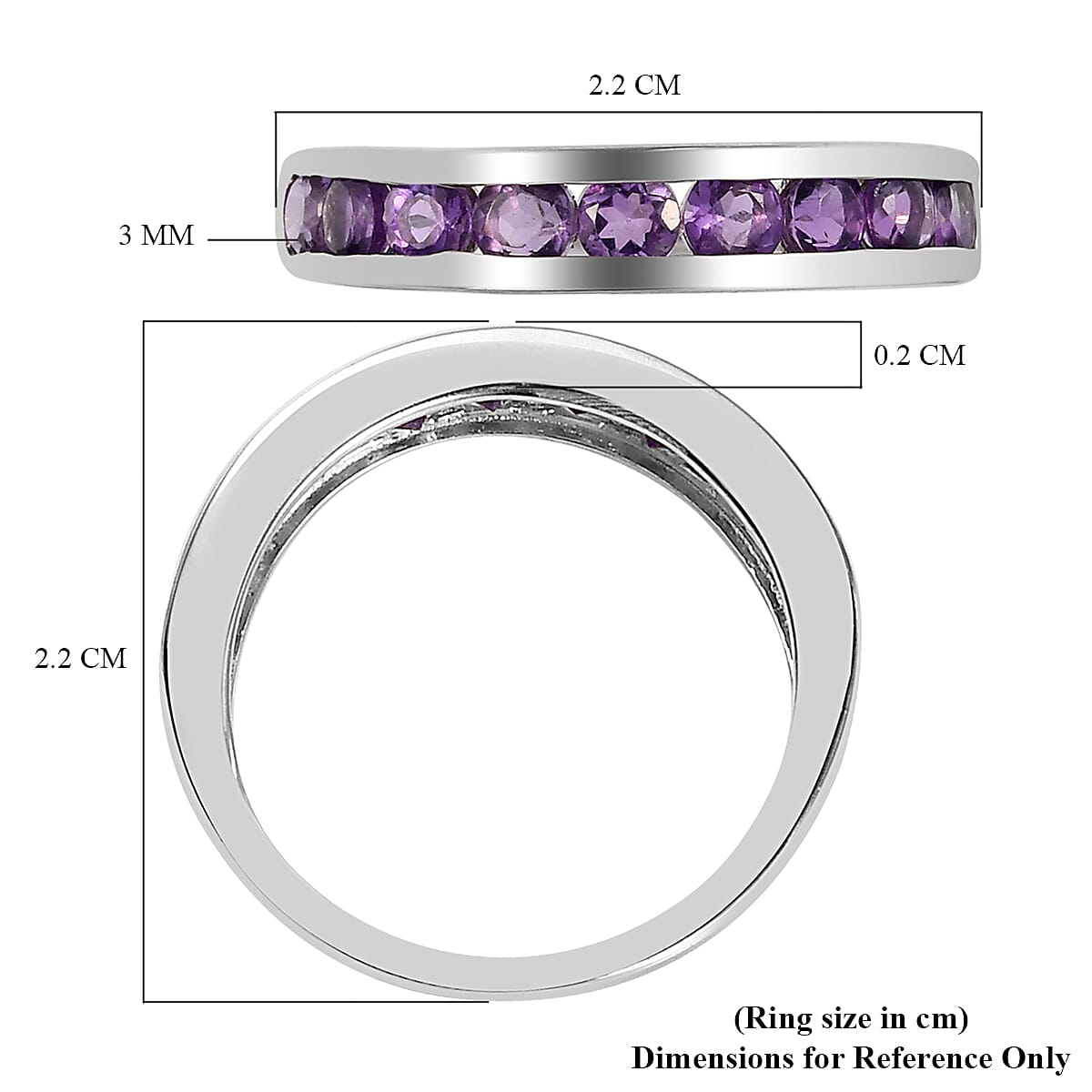 Amethyst Ring in Platinum Overlay Sterling Silver .0.93 Ct. 1.83 Gms