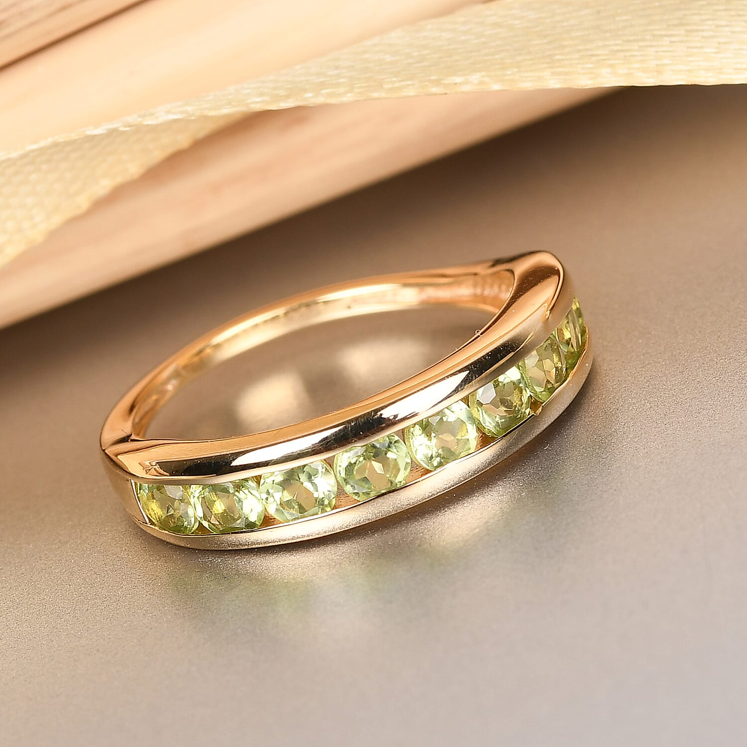 Hebei Peridot Ring in 14k Gold Overlay Sterling Silver 1.20 Ct.1.68 Gms