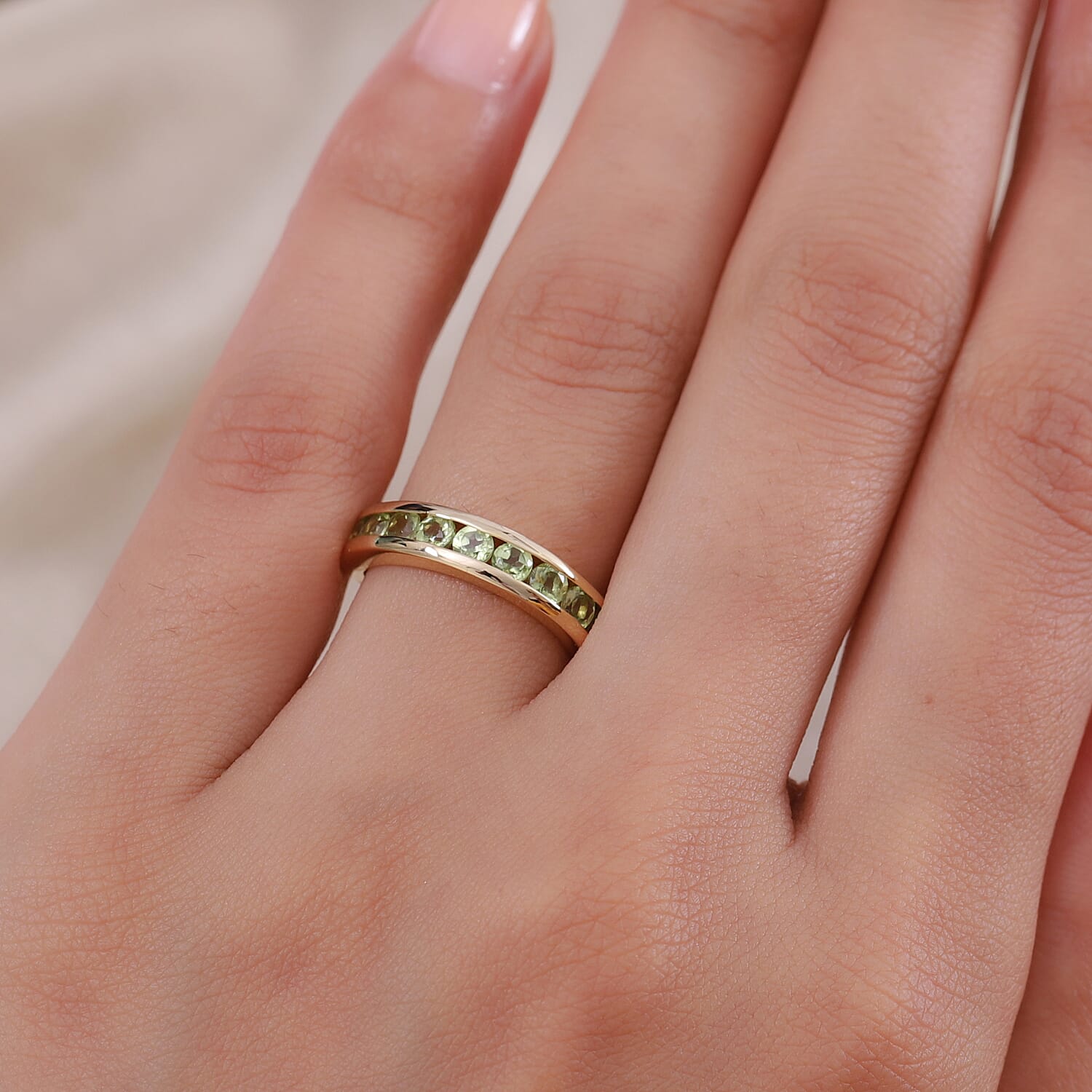 Hebei Peridot Ring in 14k Gold Overlay Sterling Silver 1.20 Ct.1.68 Gms