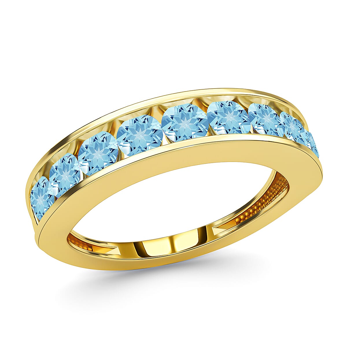 Skyblue Topaz Ring in 14K Gold Overlay Sterling Silver 1.17 Ct.