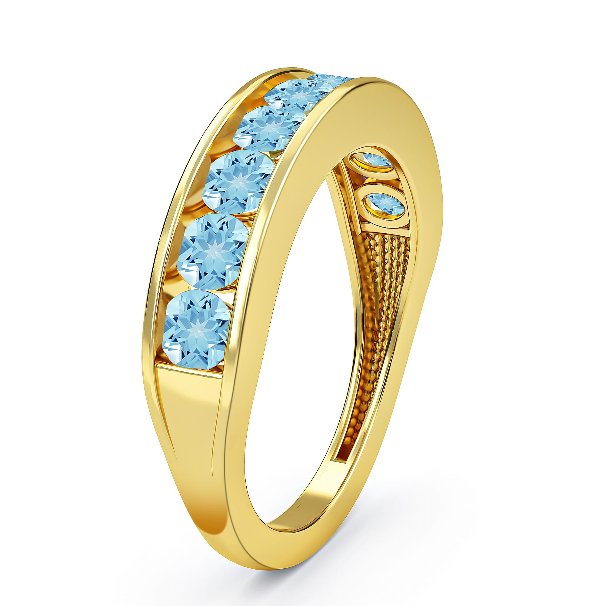 Skyblue Topaz Ring in 14K Gold Overlay Sterling Silver 1.17 Ct.