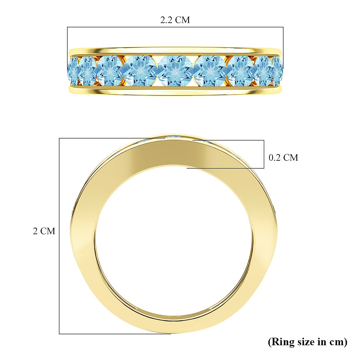 Skyblue Topaz Ring in 14K Gold Overlay Sterling Silver 1.17 Ct.