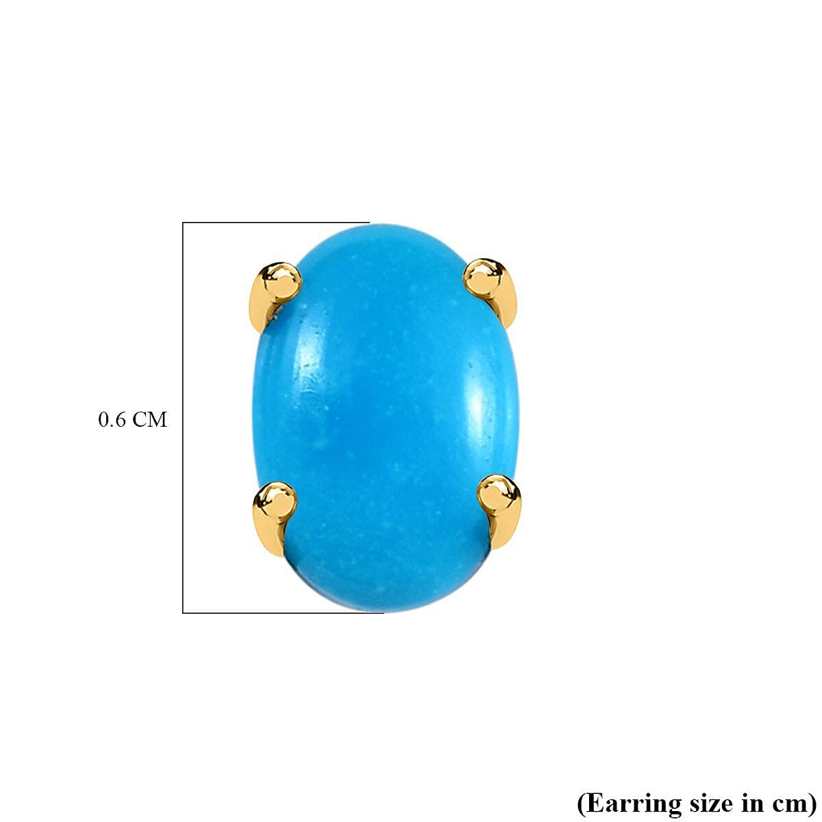 Arizona Sleeping Beauty Turquoise Solitaire Stud Earrings (with Push Post) in 18K Vermeil Yellow Gold Plated Sterling Silver 1.13 Ct.