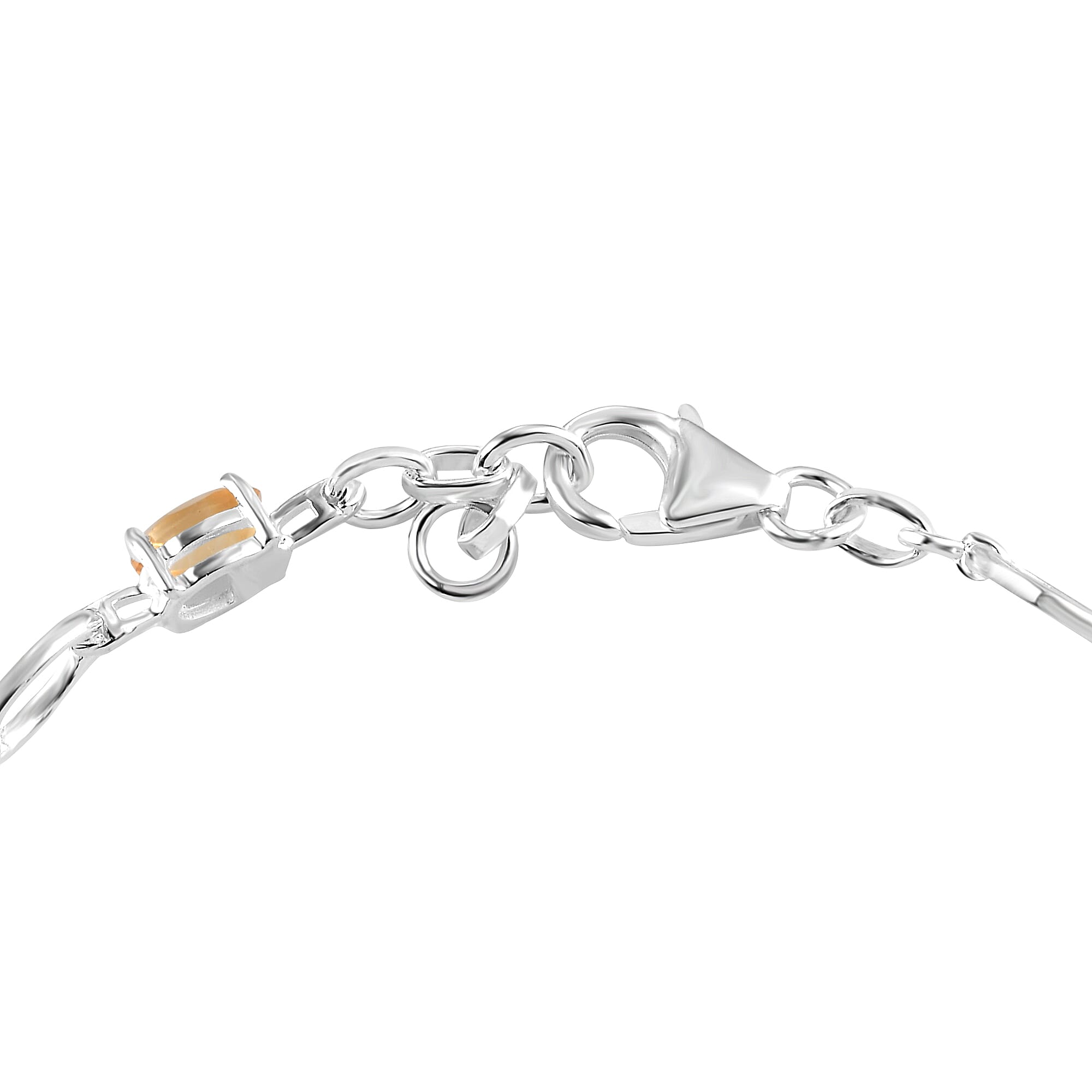 Multi Gemstone Link Bracelet (Size - 8) in Sterling Silver.