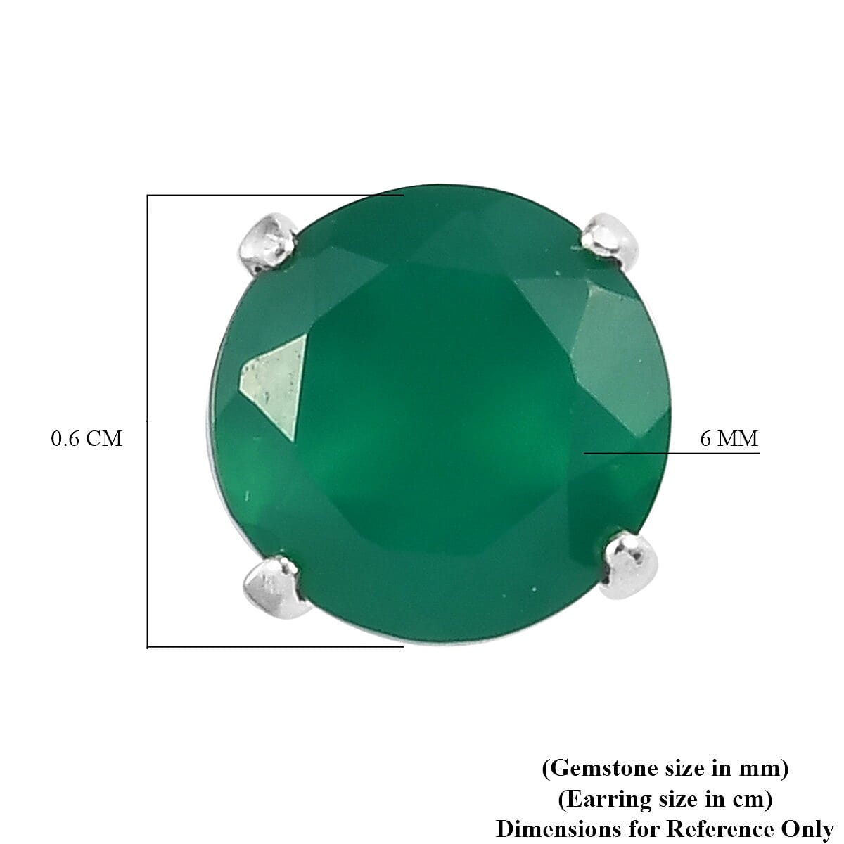 Green Onyx Stud Earrings (with Push Back) in Sterling Silver 1.43 Ct.