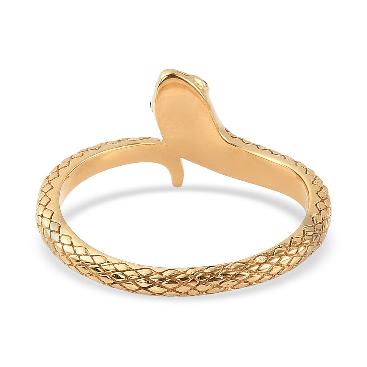 Black Spinel Snake Ring in 14K Gold Overlay Sterling Silver