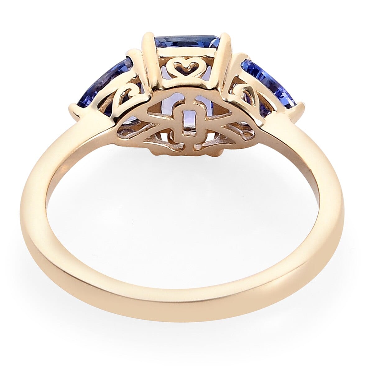 One Time Deal-9K Yellow Gold AAA Tanzanite Trilogy Ring 1.89 Ct.