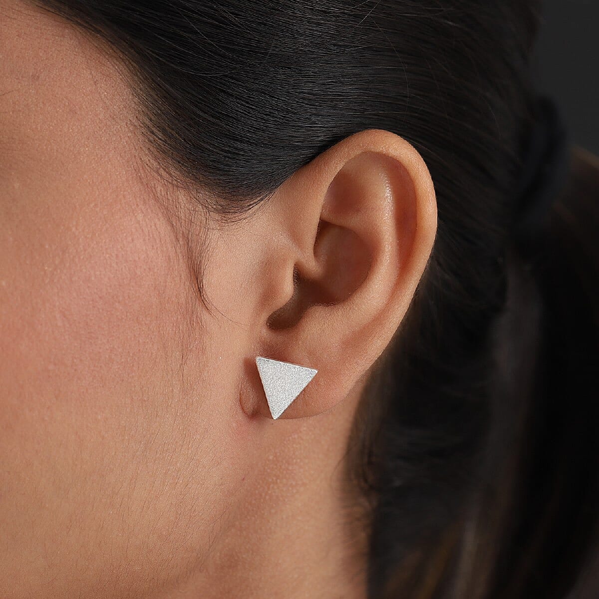 Sterling Silver Triangle Stud Earrings (with Push Back)