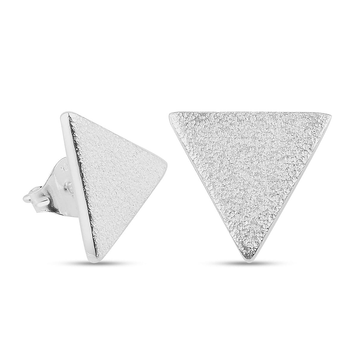 Sterling Silver Triangle Stud Earrings (with Push Back)