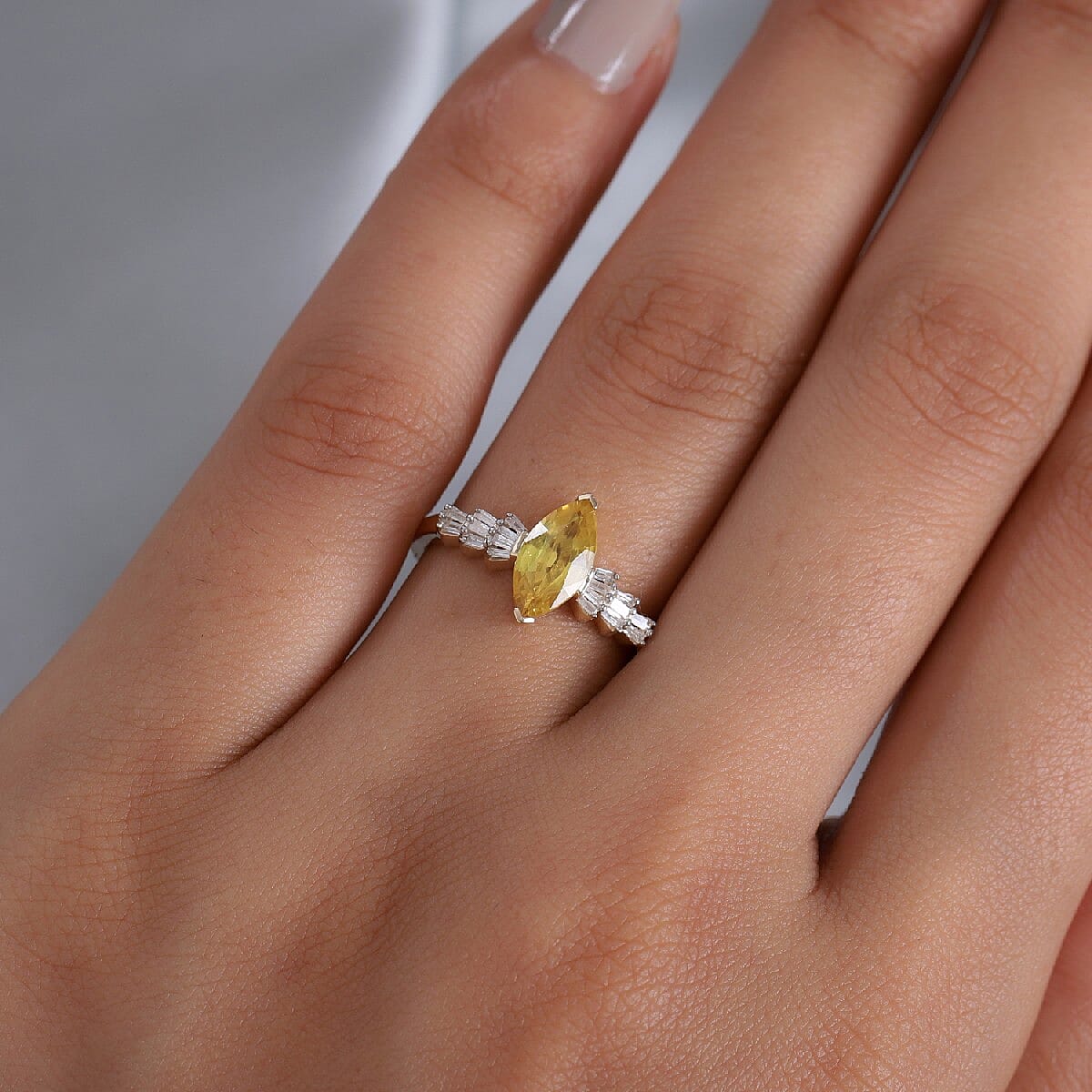 9K Yellow Gold AA Yellow Sapphire and Diamond Ring 1.37 Ct.