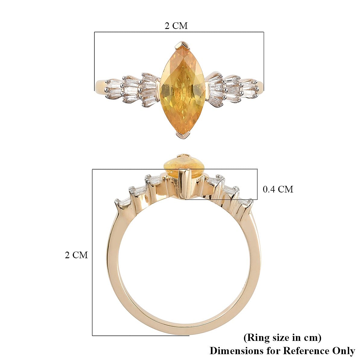 9K Yellow Gold AA Yellow Sapphire and Diamond Ring 1.37 Ct.