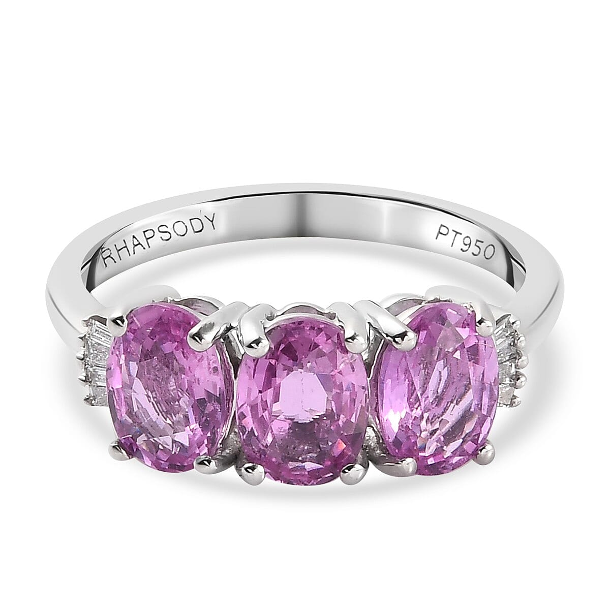 RHAPSODY 950 Platinum AAAA Pink Sapphire and Diamond (VS-E-F) Ring 3.06 Ct.