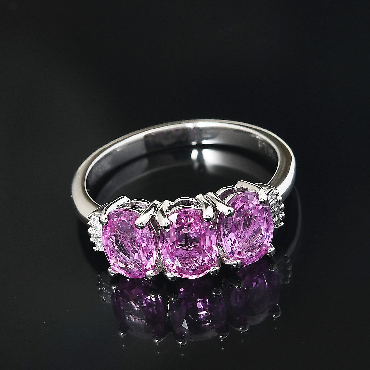 RHAPSODY 950 Platinum AAAA Pink Sapphire and Diamond (VS-E-F) Ring 3.06 Ct.