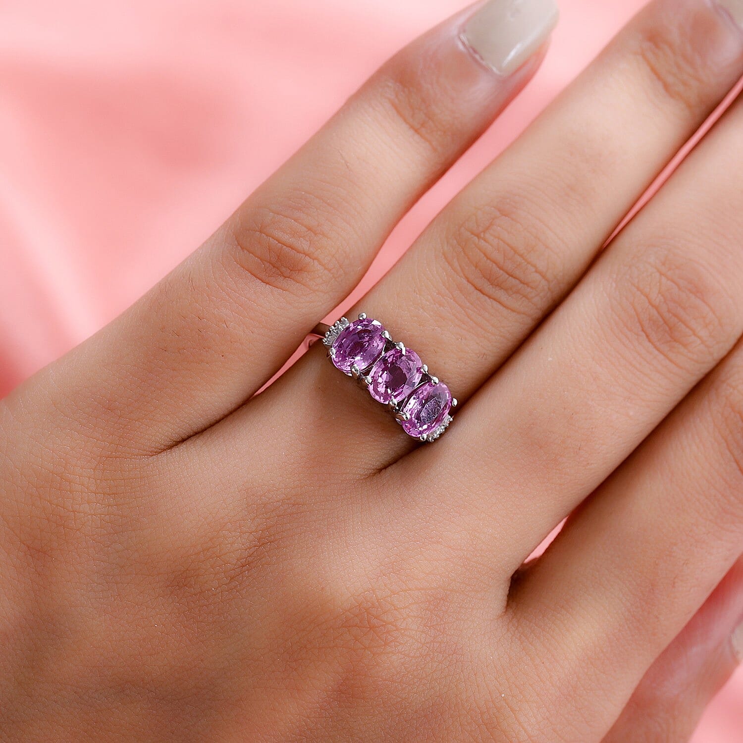 RHAPSODY 950 Platinum AAAA Pink Sapphire and Diamond (VS-E-F) Ring 3.06 Ct.