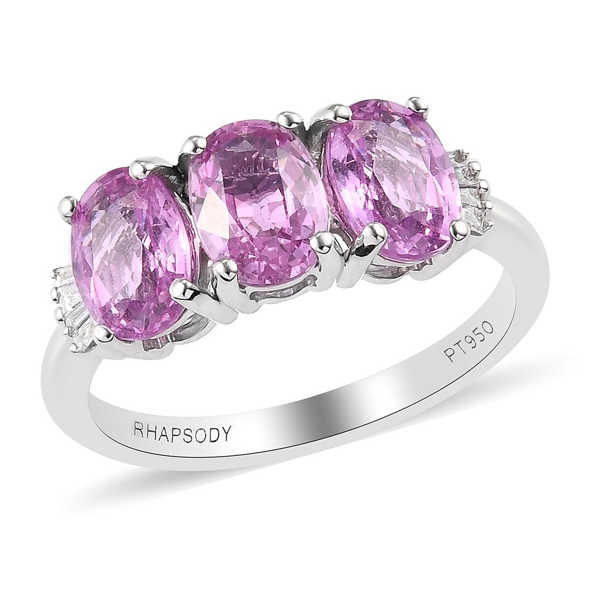 RHAPSODY 950 Platinum AAAA Pink Sapphire and Diamond (VS-E-F) Ring 3.06 Ct.