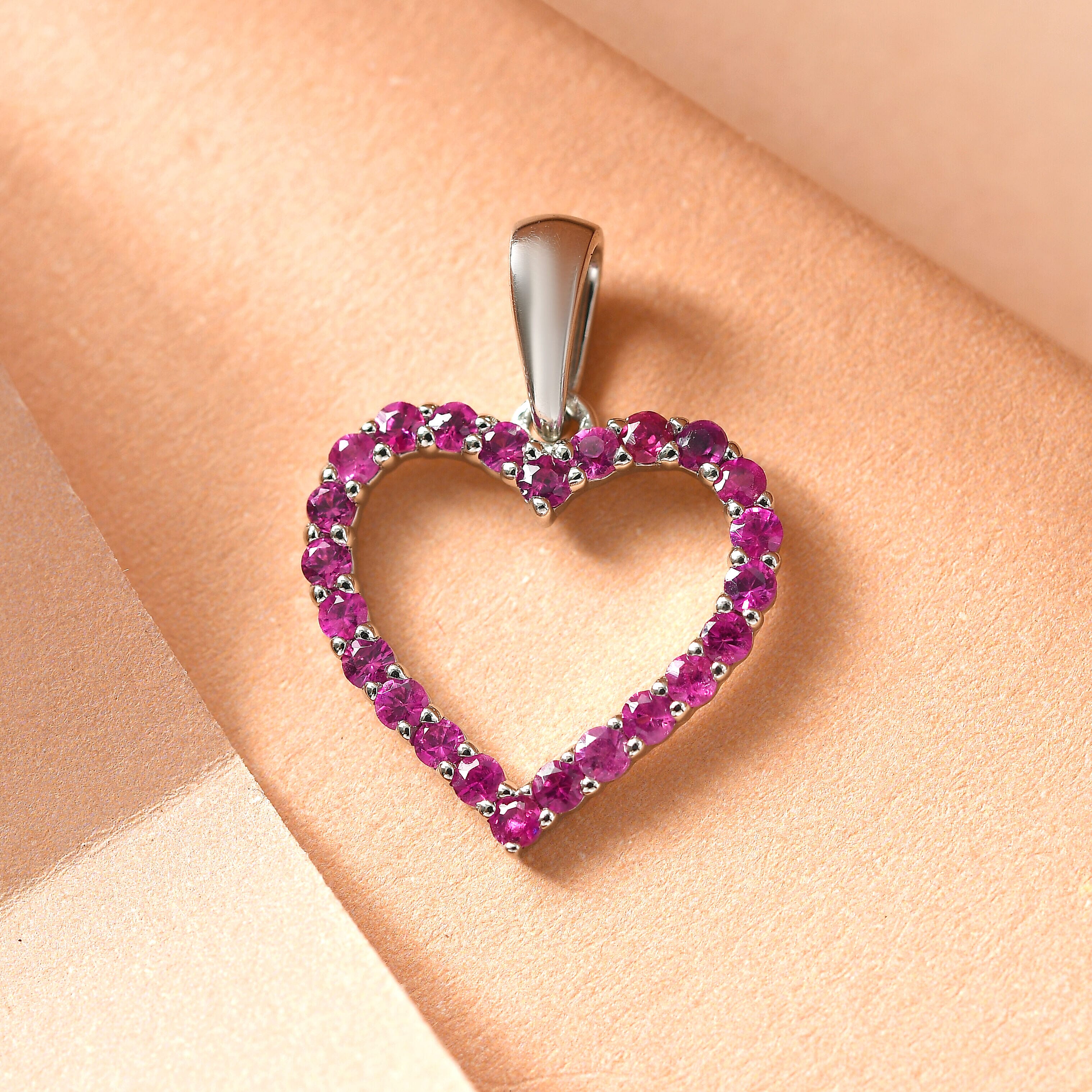 RHAPSODY 950 Platinum AAAA Ruby Heart Pendant