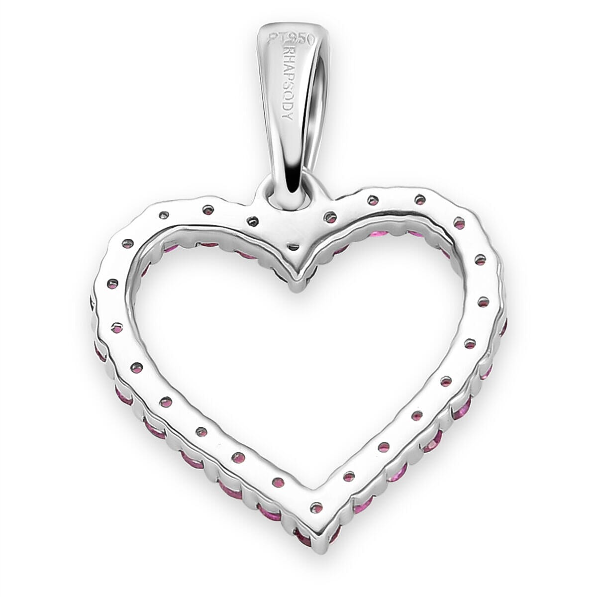 RHAPSODY 950 Platinum AAAA Ruby Heart Pendant
