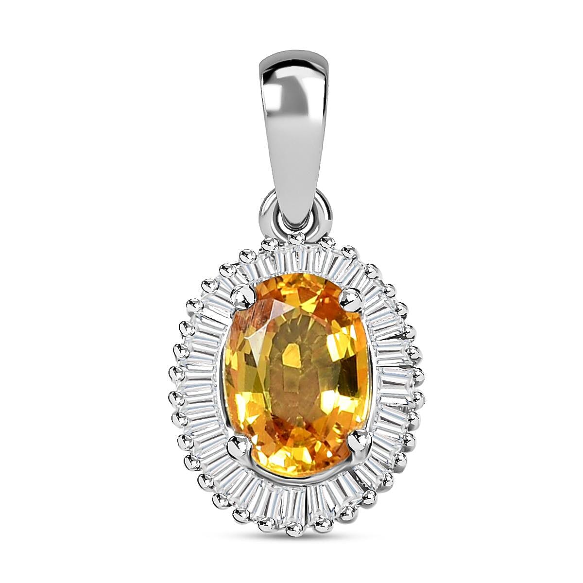 RHAPSODY 950 Platinum AAAA Yellow Sapphire and (VS-E-F) Diamond Pendant 1.35 Ct.