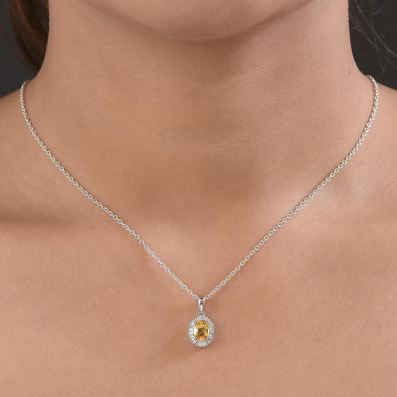 RHAPSODY 950 Platinum AAAA Yellow Sapphire and (VS-E-F) Diamond Pendant 1.35 Ct.