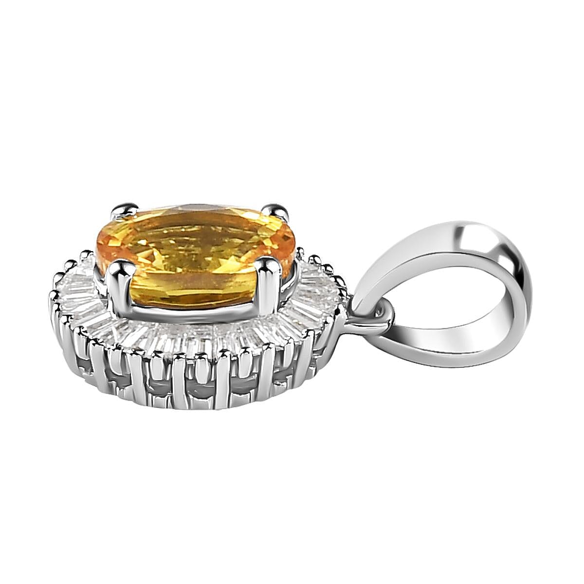 RHAPSODY 950 Platinum AAAA Yellow Sapphire and (VS-E-F) Diamond Pendant 1.35 Ct.