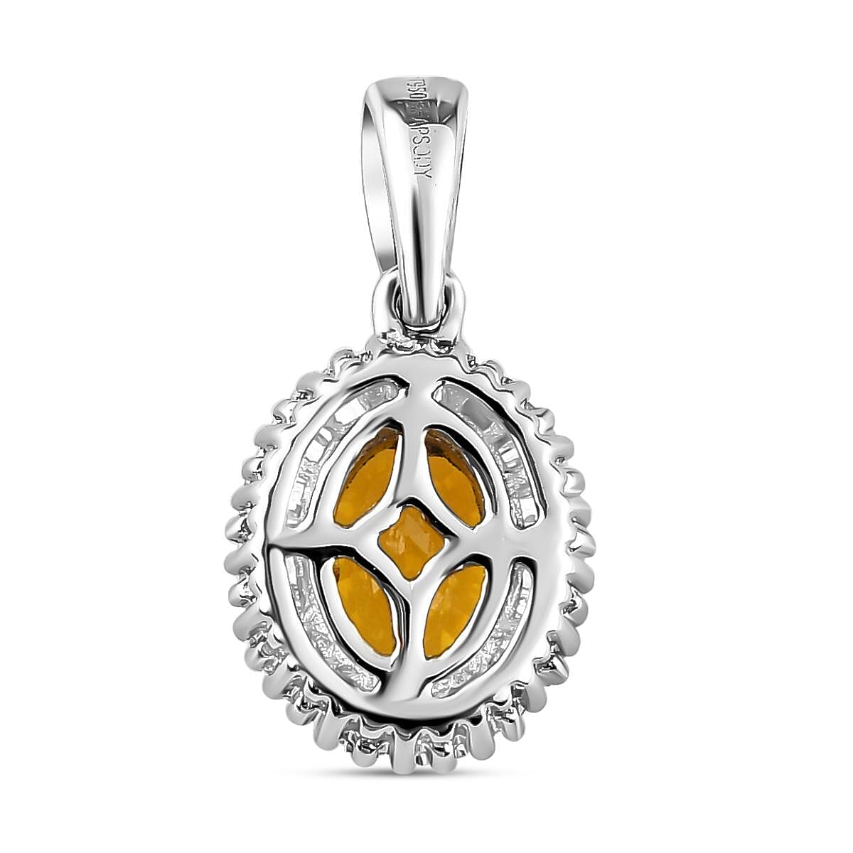 RHAPSODY 950 Platinum AAAA Yellow Sapphire and (VS-E-F) Diamond Pendant 1.35 Ct.