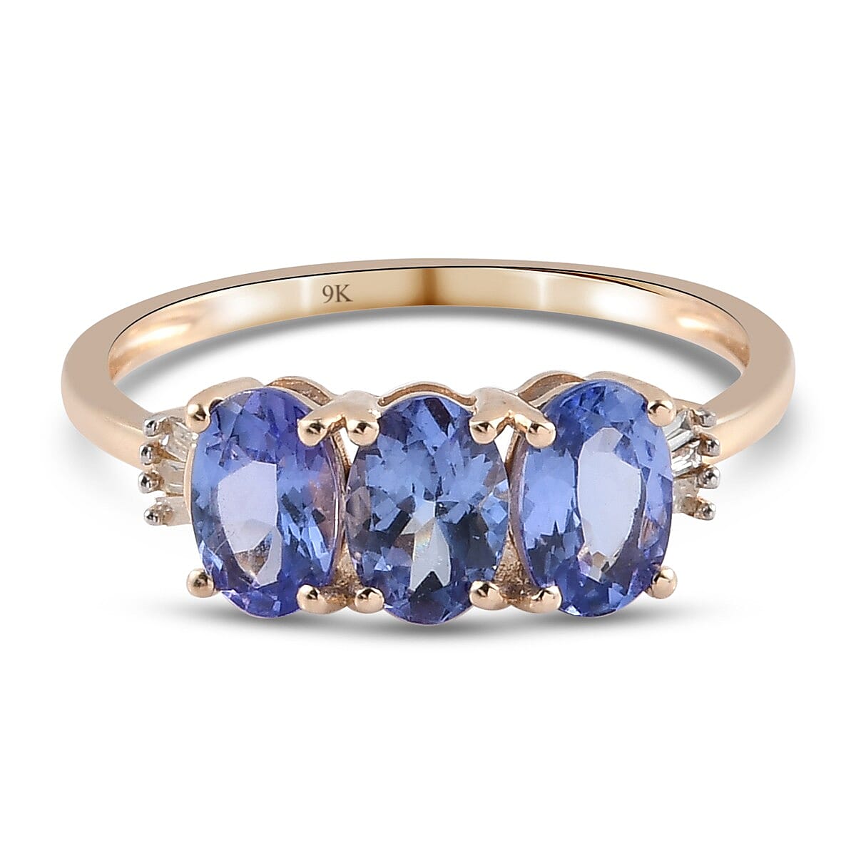 9K Yellow Gold AA Tanzanite and Diamond Ring 1.40 Ct.