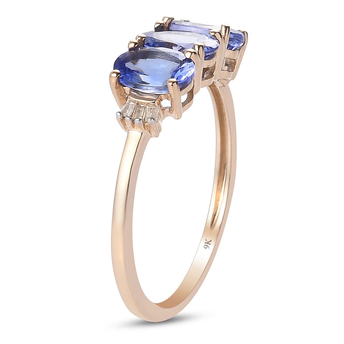 9K Yellow Gold AA Tanzanite and Diamond Ring 1.40 Ct.