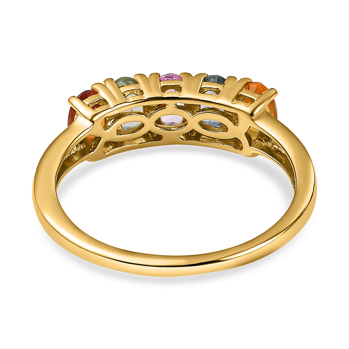 Rainbow Sapphire Ring in 18K Yellow Gold Vermeil Plated Sterling Silver 1.50 Ct. Rainbow Sapphire Ring in 18K Yellow Gold Vermeil Plated Sterling Silver 1.50 Ct.